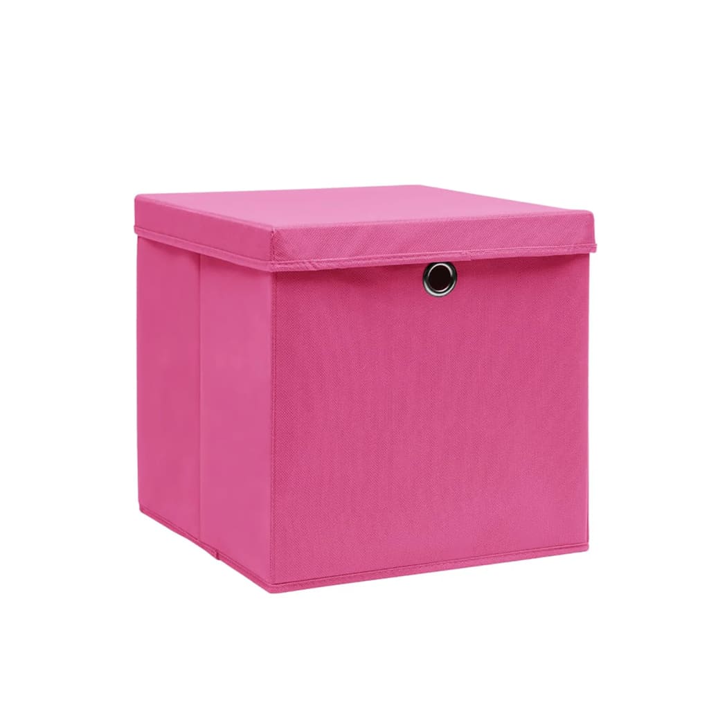 Vidaxl -Speicherboxen mit Deckel 10 ST 28x28x28 cm Pink