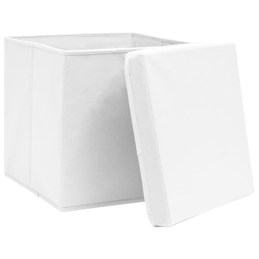 Vidaxl Storage boxes with lid 10 st 28x28x28 cm white