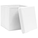 Vidaxl Storage boxes with lid 10 st 28x28x28 cm white