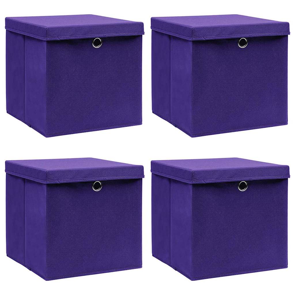 Vidaxl opbergboxen met deksel 4 st 28x28x28 cm paars