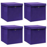 Vidaxl opbergboxen met deksel 4 st 28x28x28 cm paars