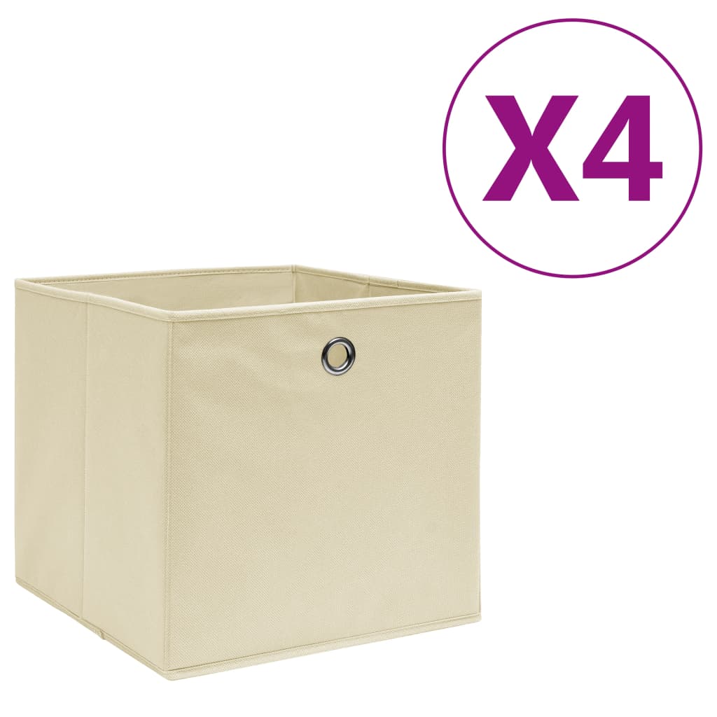 Cajas de almacenamiento de Vidaxl 4 PCS 28x28x28 CM CREMA DE TELA NO COMO COLORADA