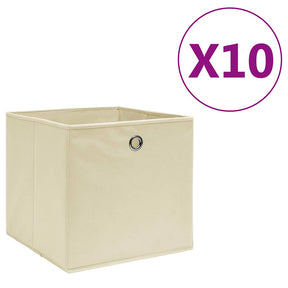 Vidaxl opbergboxen 10 st 28x28x28 cm nonwoven stof crèmekleurig