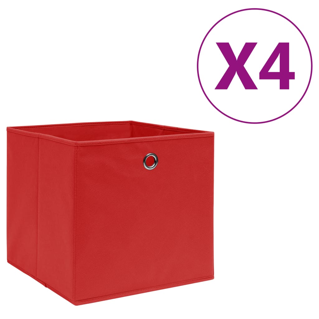 VIDAXL -Speicherboxen 4 PCs 28x28x28 cm Nicht -verwobener Stoff rot