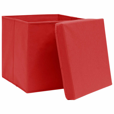 Vidaxl opbergboxen met deksel 4 st 28x28x28 cm rood