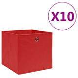 Vidaxl opbergboxen 10 st 28x28x28 cm nonwoven stof rood