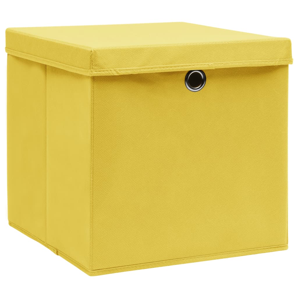 Vidaxl opbergboxen met deksel 4 st 28x28x28 cm geel