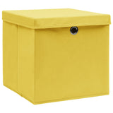 Vidaxl opbergboxen met deksel 4 st 28x28x28 cm geel