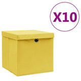 Vidaxl storage boxes with lid 10 st 28x28x28 cm yellow