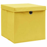 Vidaxl opbergboxen met deksel 10 st 28x28x28 cm geel