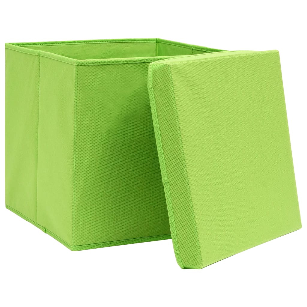 Scatole di archiviazione Vidaxl con coperchio 4 PC 28x28x28 cm verde