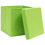 Cajas de almacenamiento de Vidaxl con tapa 10 st 28x28x28 cm verde