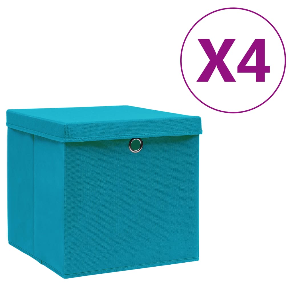 Úložné boxy Vidaxl s víkem 4 ks 28x28x28 cm Baby Blue