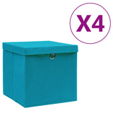 Úložné boxy Vidaxl s víkem 4 ks 28x28x28 cm Baby Blue