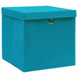 Scatole di archiviazione Vidaxl con coperchio da 4 pezzi 28x28x28 cm baby blu