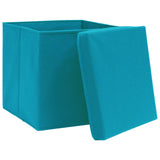 Vidaxl storage boxes with lid 10 st 28x28x28 cm baby blue