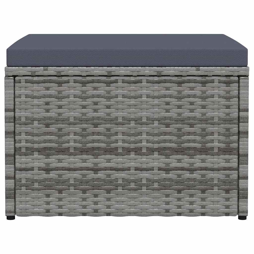 Vidaxl tuinvoetenbank met kussen poly rattan grijs