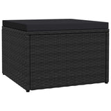 Vidaxl tuinvoetenbank met kussen poly rattan zwart