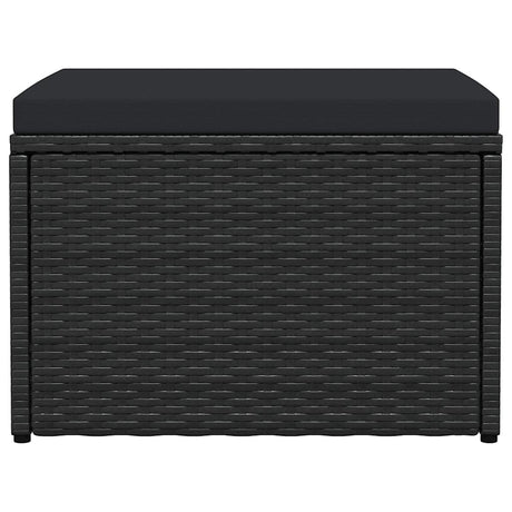 Vidaxl tuinvoetenbank met kussen poly rattan zwart