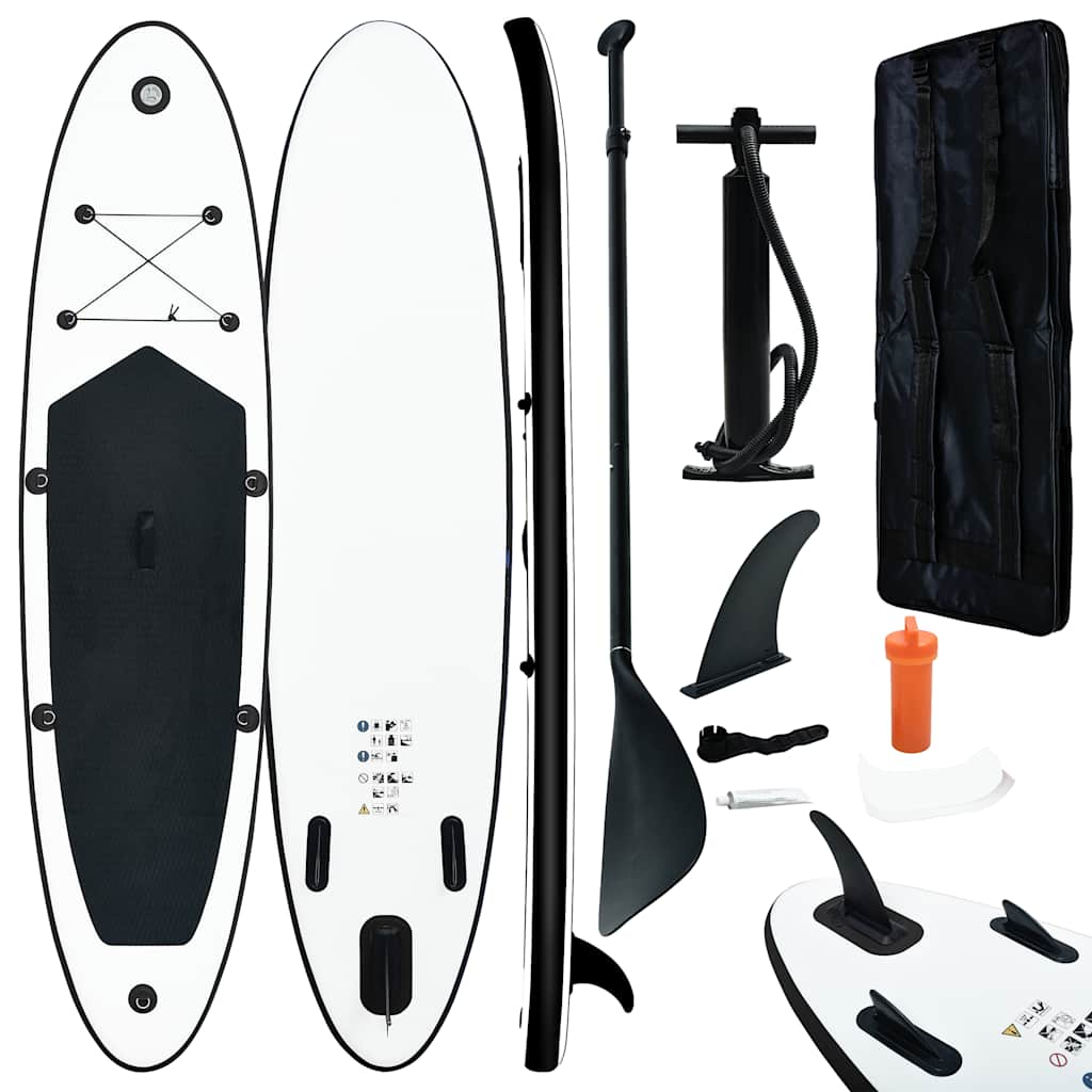 Vidaxl Stand Up Paddleboard Set Oppustelig sort og hvid