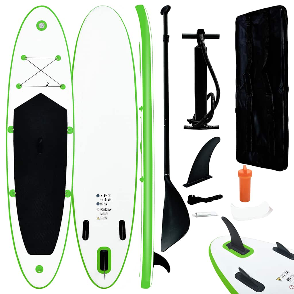 Vidaxl Stand Up Paddleboard Set verde gonfiabile e bianco