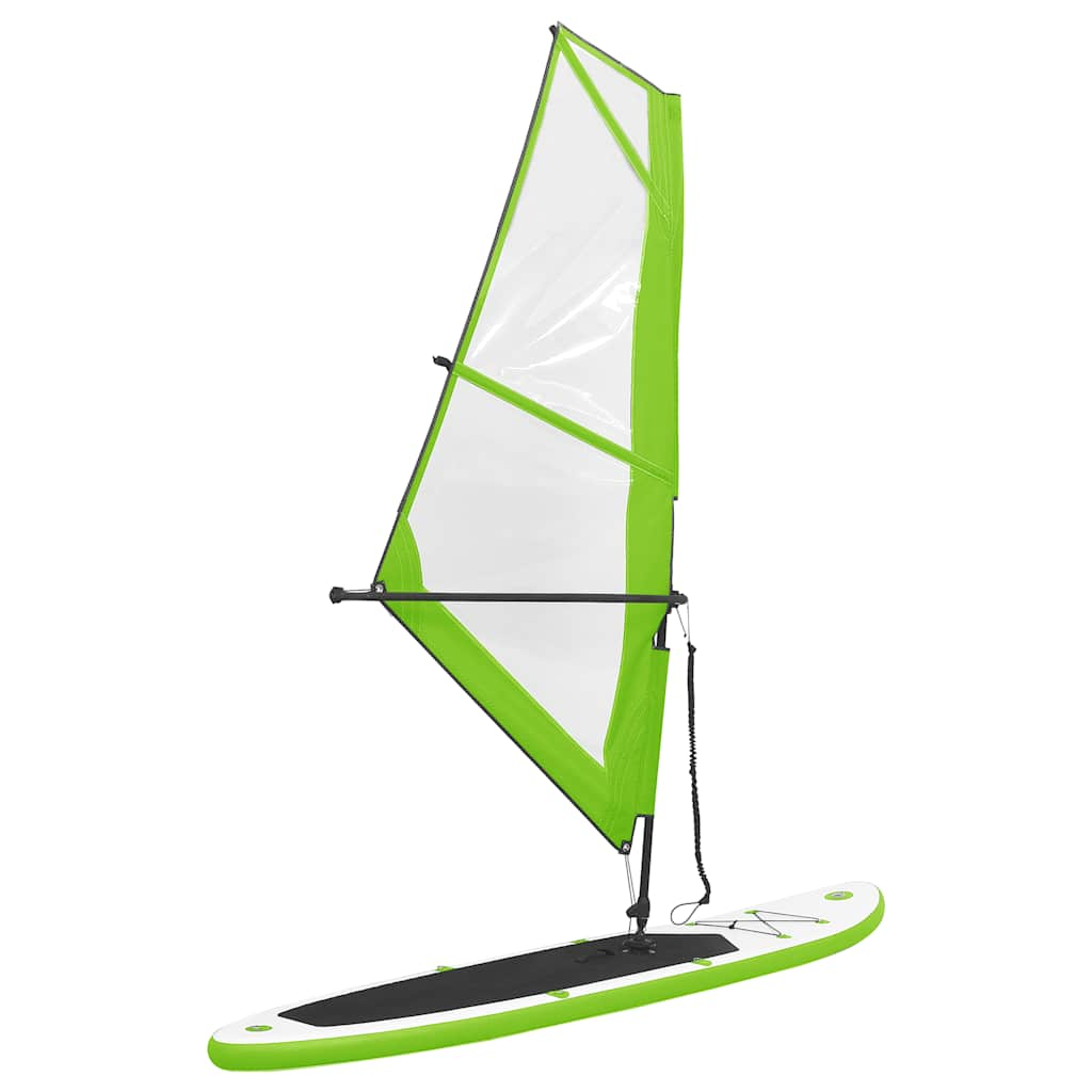 Vidaxl Stand Up Paddleboard Inflatable with Sailing Set Green and White