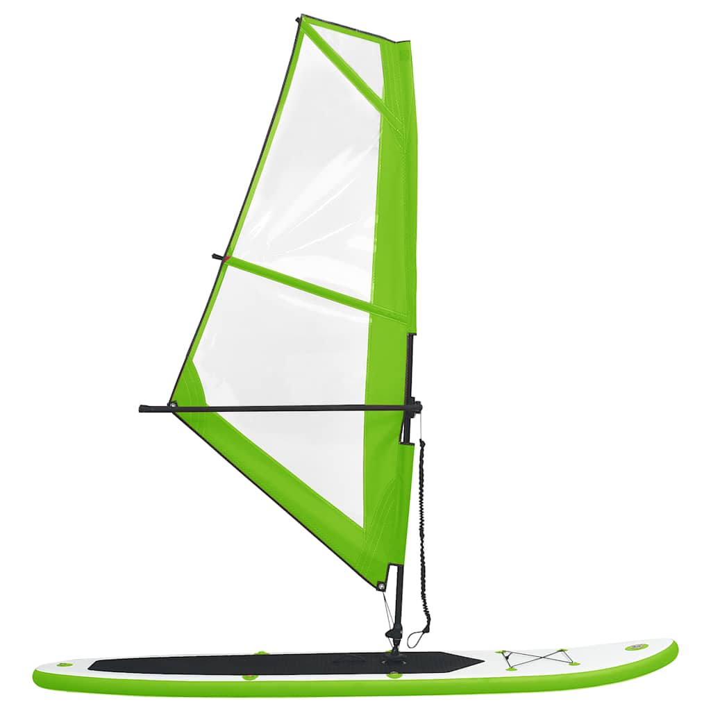 Vidaxl Stand Up Paddleboard Inflatable with Sailing Set Green and White