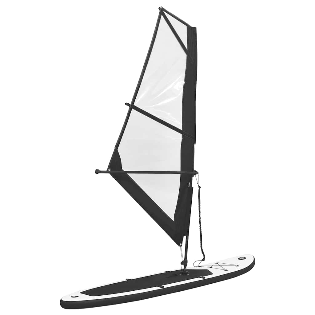 Vidaxl stand up paddleboard gonflable avec set à voile noir et blanc