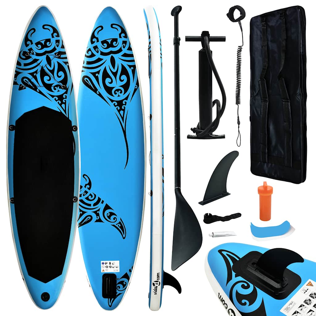 Vidaxl stitt erop Paddelboard Set inflatable 305x76x15 cm blo