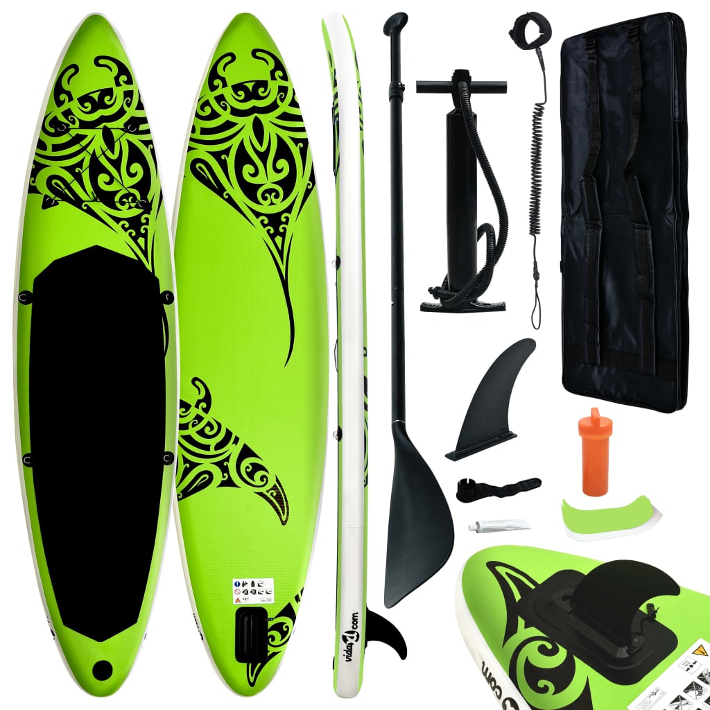 Vidaxl Stand up paddleboard set uppblåsbar 305x76x15 cm grön