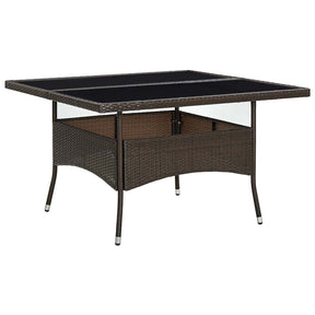 Vidaxl tuintafel poly rattan en glas bruin