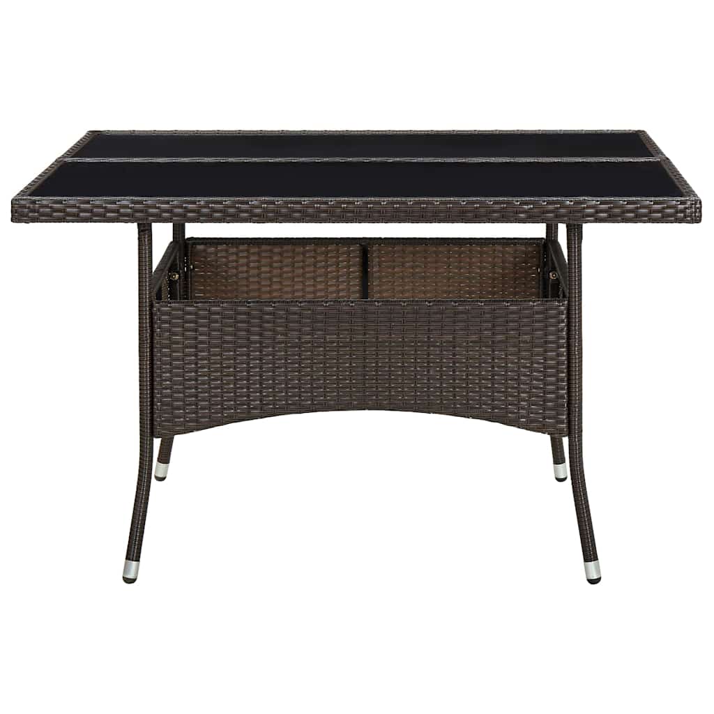 Vidaxl tuintafel poly rattan en glas bruin