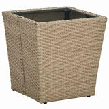 Vidaxl salontafel 41,5x41,5x44 cm poly rattan en gehard glas beige