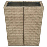 Vidaxl salontafel 41,5x41,5x44 cm poly rattan en gehard glas beige