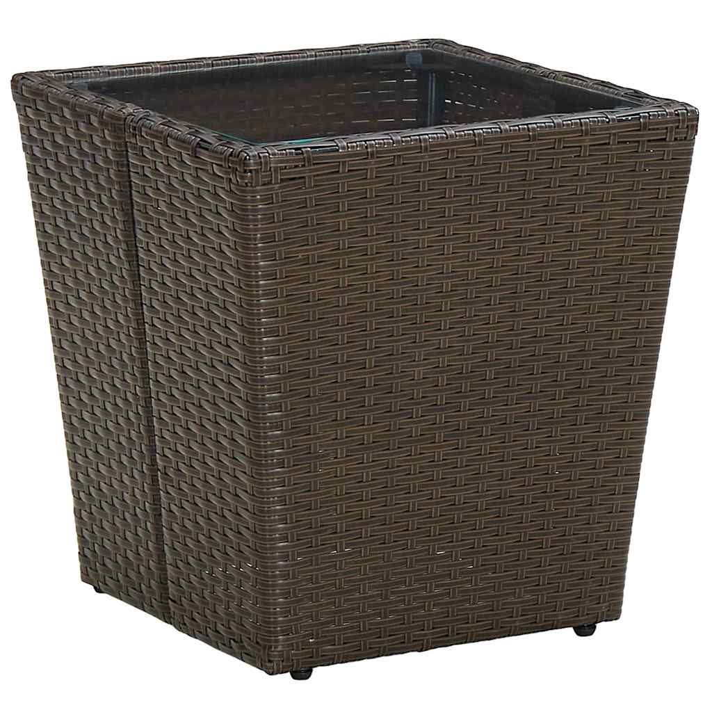 Vidaxl salontafel 41,5x41,5x44 cm poly rattan en gehard glas bruin