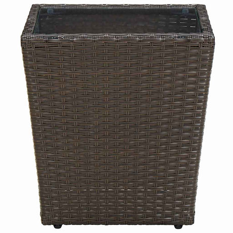 Vidaxl salontafel 41,5x41,5x44 cm poly rattan en gehard glas bruin