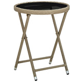 Vidaxl salontafel 60 cm poly rattan en gehard glas beige