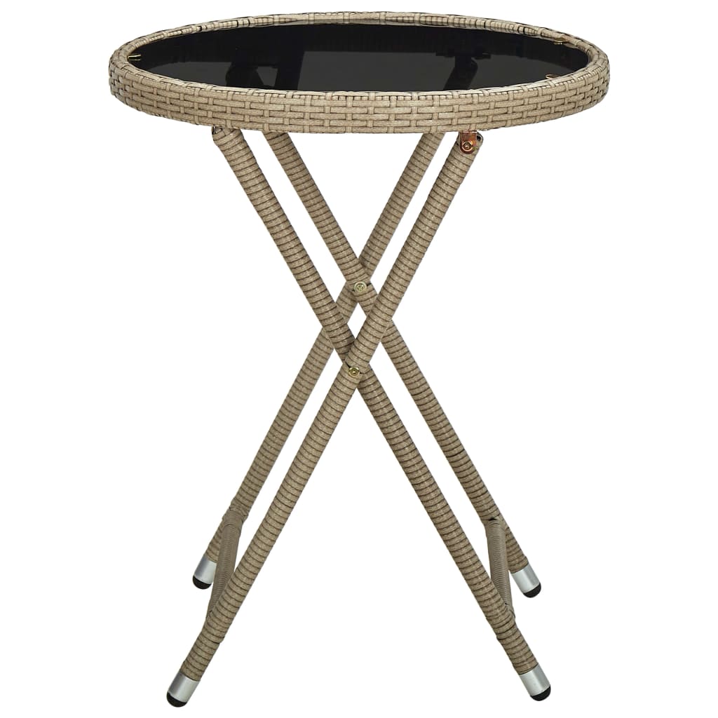 Vidaxl salontafel 60 cm poly rattan en gehard glas beige
