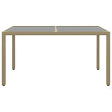 Vidaxl tuintafel 150x90x75 cm gehard glas en poly rattan beige