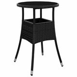 Vidaxl tuintafel ø60x75 cm gehard glas en poly rattan zwart