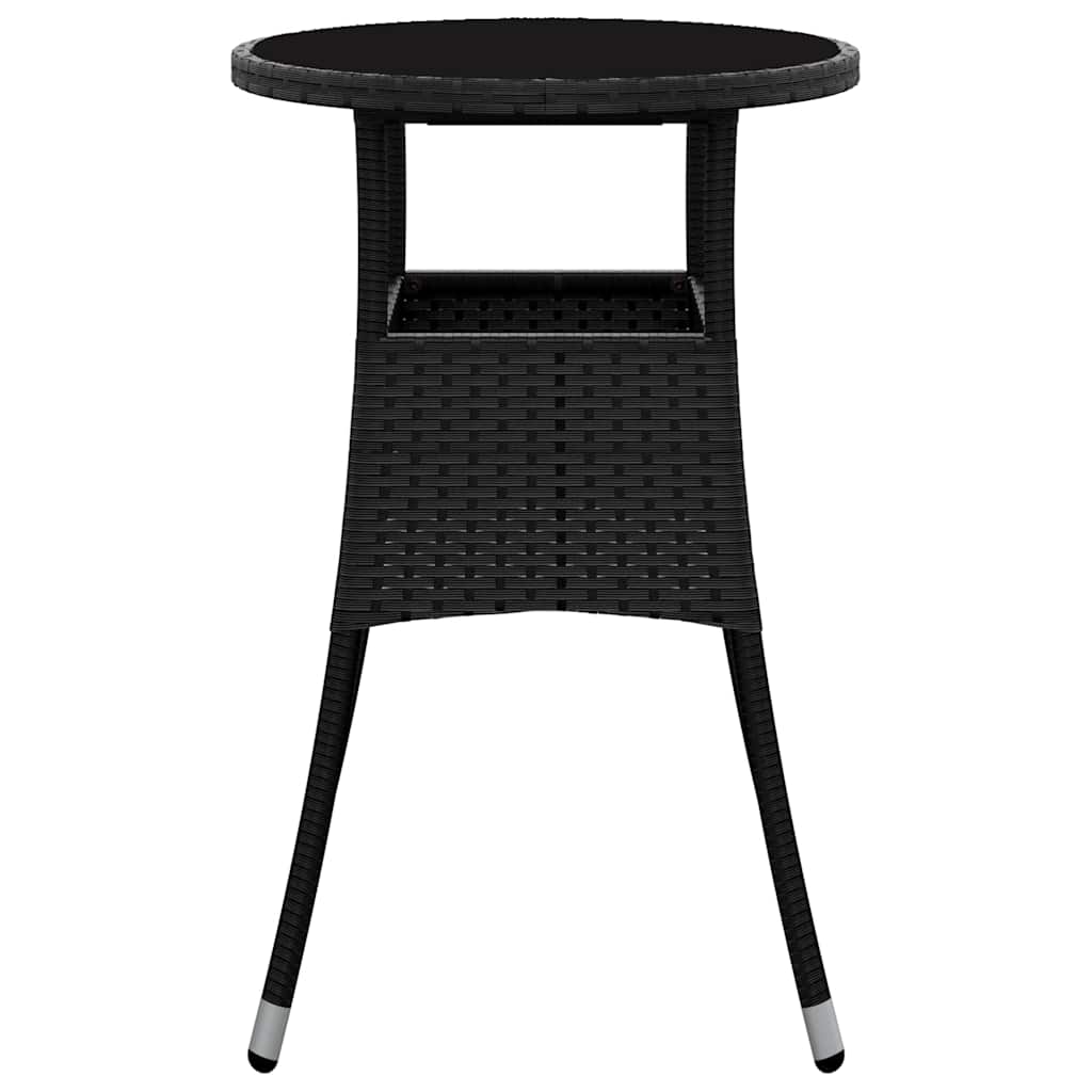 Vidaxl tuintafel ø60x75 cm gehard glas en poly rattan zwart