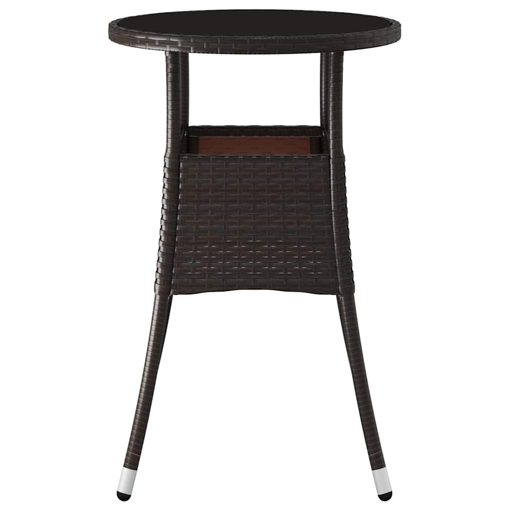 Vidaxl tuintafel ø60x75 cm gehard glas en poly rattan bruin