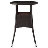 Vidaxl tuintafel ø60x75 cm gehard glas en poly rattan bruin