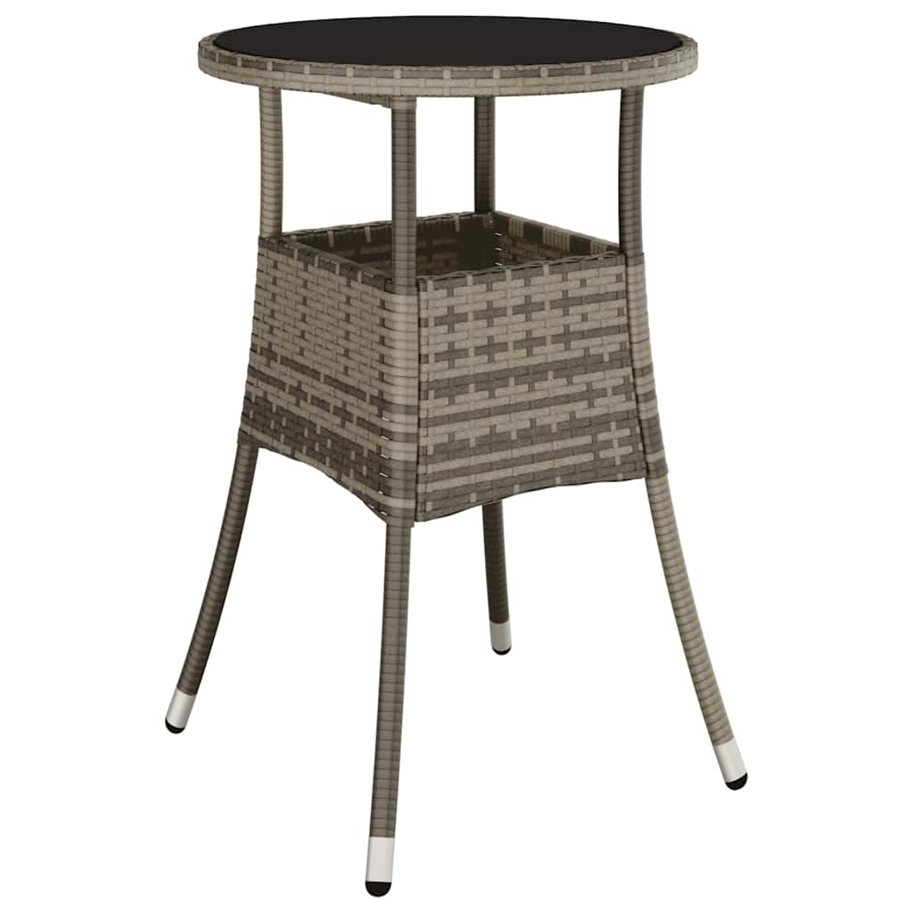 Vidaxl tuintafel ø60x75 cm gehard glas en poly rattan grijs