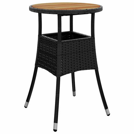 Vidaxl tuintafel ø60x75 cm acaciahout en poly rattan zwart