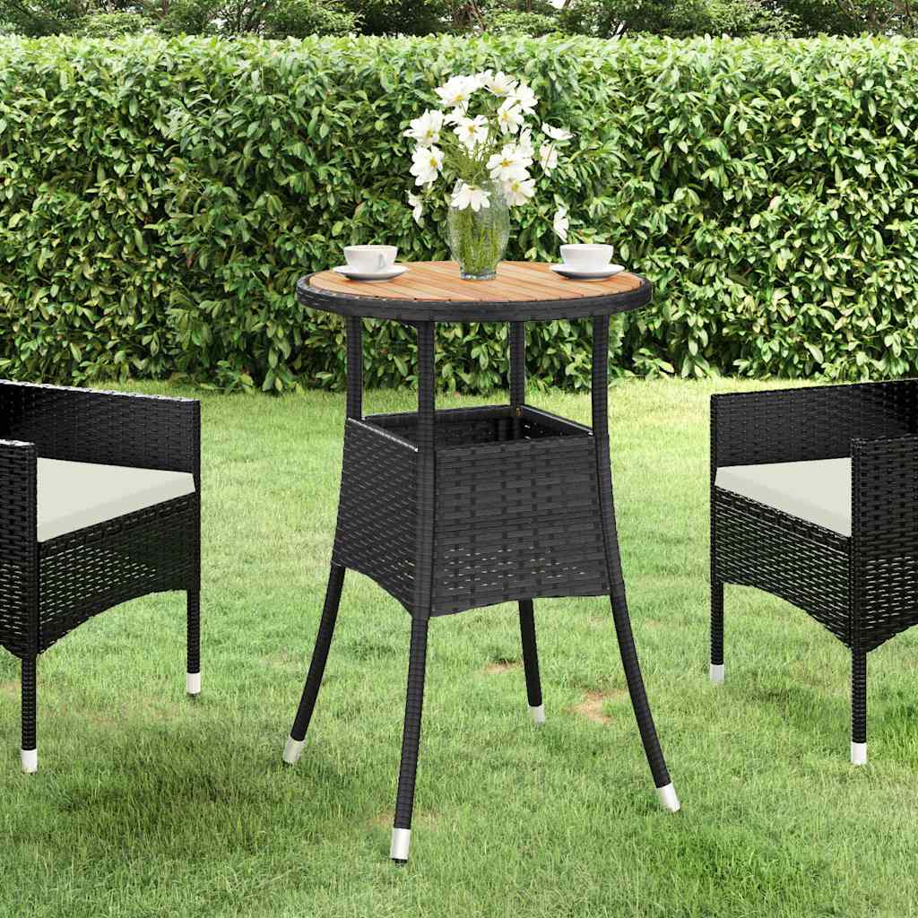 Vidaxl tuintafel ø60x75 cm acaciahout en poly rattan zwart