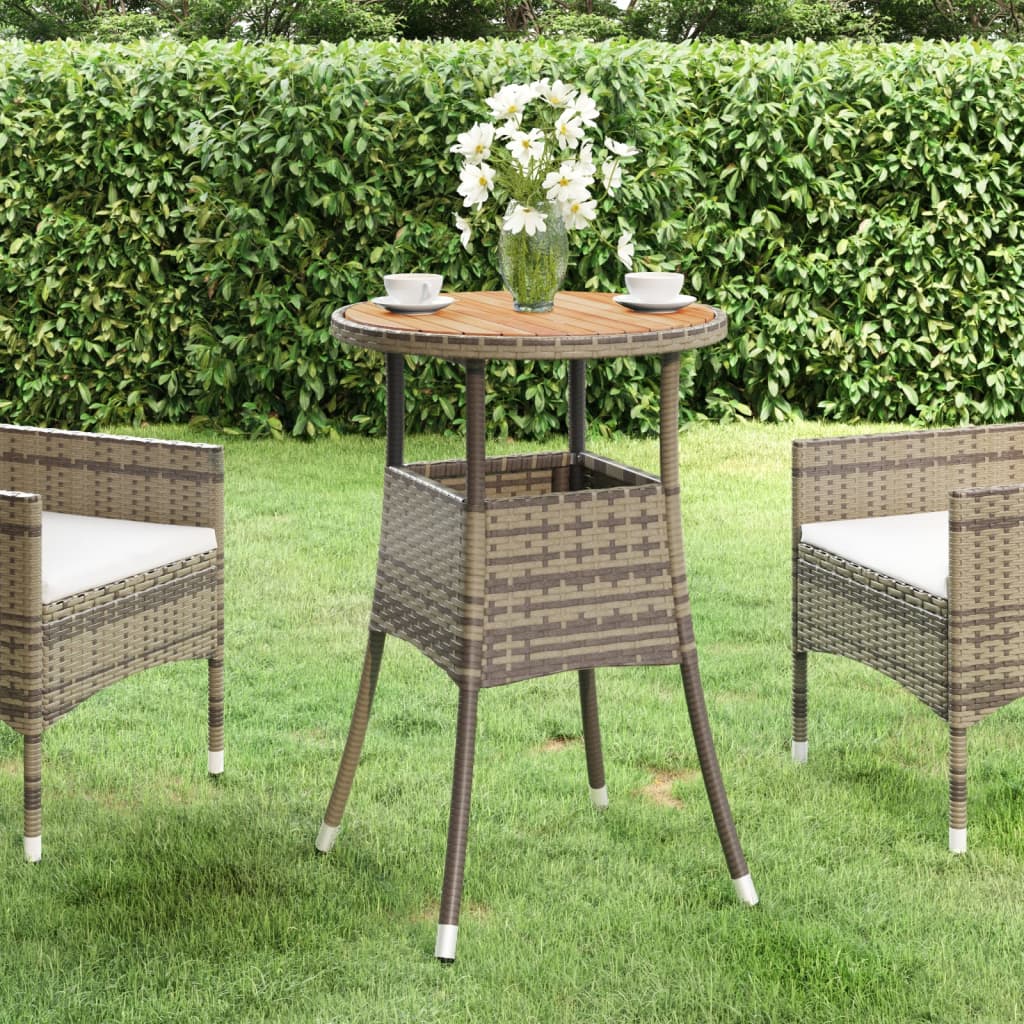 Vidaxl tuintafel ø60x75 cm acaciahout en poly rattan grijs