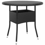 Vidaxl tuintafel ø80x75 cm gehard glas en poly rattan zwart