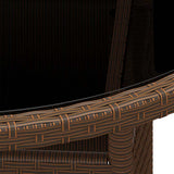 Vidaxl tuintafel ø80x75 cm gehard glas en poly rattan bruin