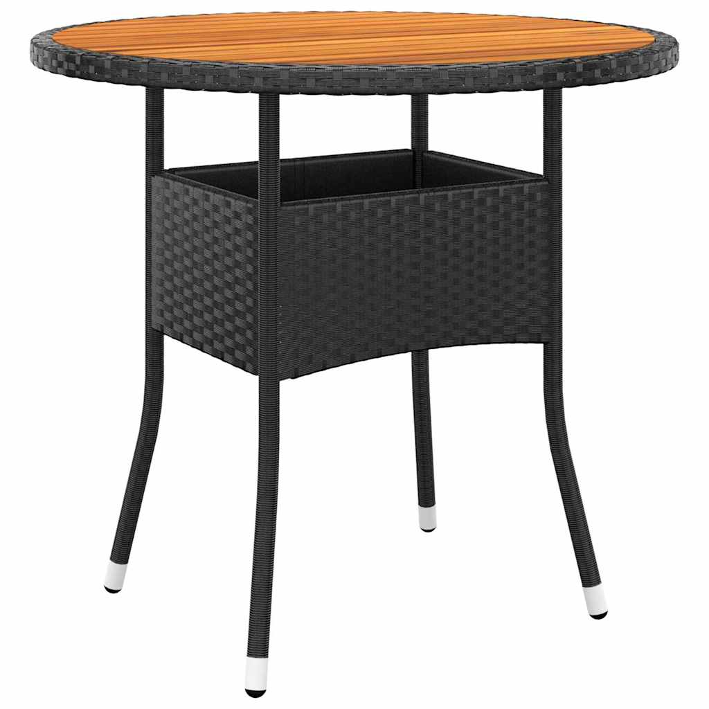 Vidaxl tuintafel ø80x75 cm acaciahout en poly rattan zwart